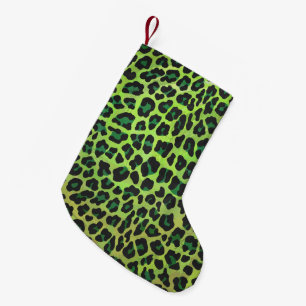Leopard, Schwarz und Grün Kleiner Weihnachtsstrumpf