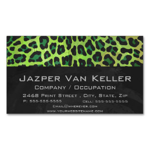 Leopard, Schwarz und Grün Magnetische Visitenkarte