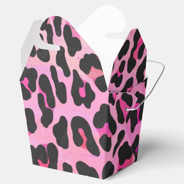 Leopard, Schwarz und Heiß-Rosa Geschenkschachtel (Geöffnet)