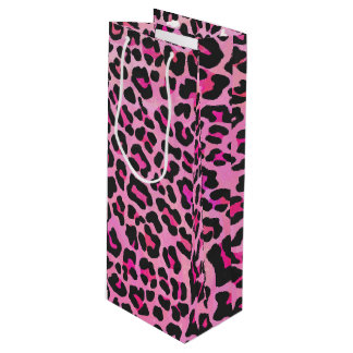 Leopard, Schwarz und Heiß-Rosa Geschenktüte Für Weinflaschen