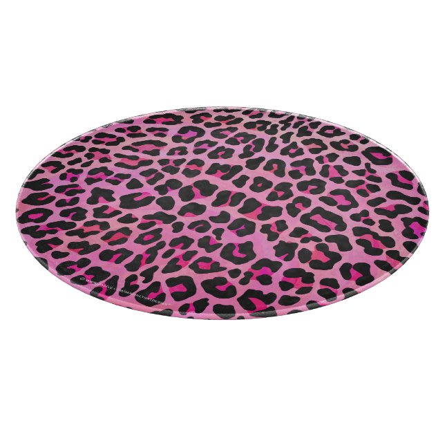 Leopard, Schwarz und Heiß-Rosa Schneidebrett (Ecke)