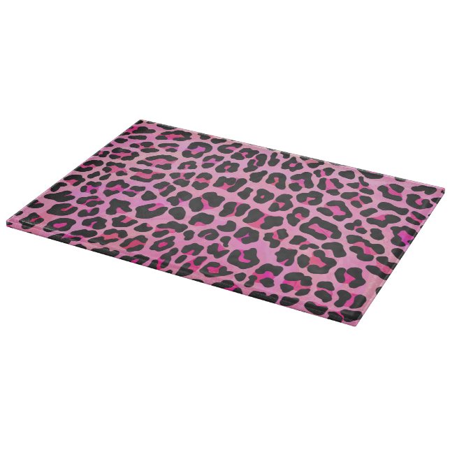 Leopard, Schwarz und Heiß-Rosa Schneidebrett (Ecke)