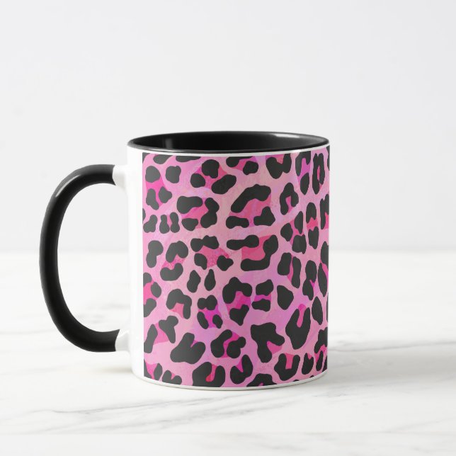 Leopard, Schwarz und Heiß-Rosa Tasse (Links)