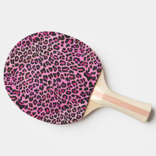 Leopard, Schwarz und Heiß-Rosa Tischtennis Schläger