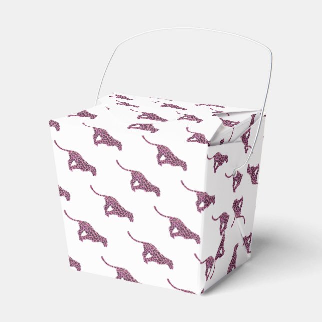 Leopard Schwarz und Hot Pink Drucksiloette Geschenkschachtel (Vorderseite)