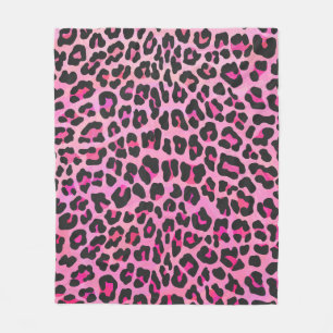 Leopard-Schwarz-und Pink-Druck Fleecedecke