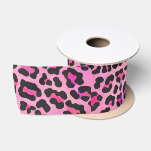 Leopard-Schwarz-und Pink-Druck Satinband