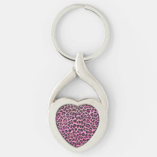 Leopard-Schwarz-und Pink-Druck Schlüsselanhänger