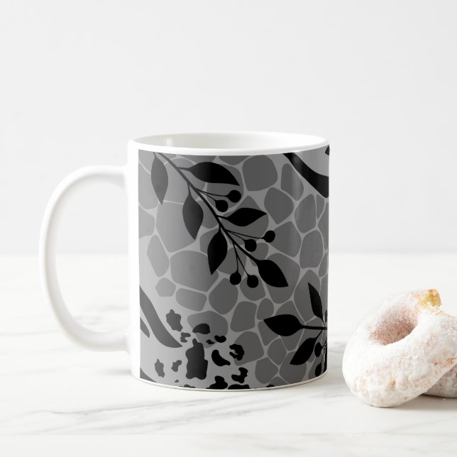 Leopard schwarz-weiß kaffeetasse (Mit Donut)