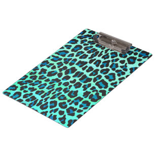 Leopard-schwarzer und aquamariner Druck Klemmbrett