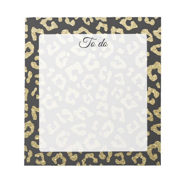 Leopard, schwarzes Gold, elegantes Tiermuster Notizblock (Vorderseite)