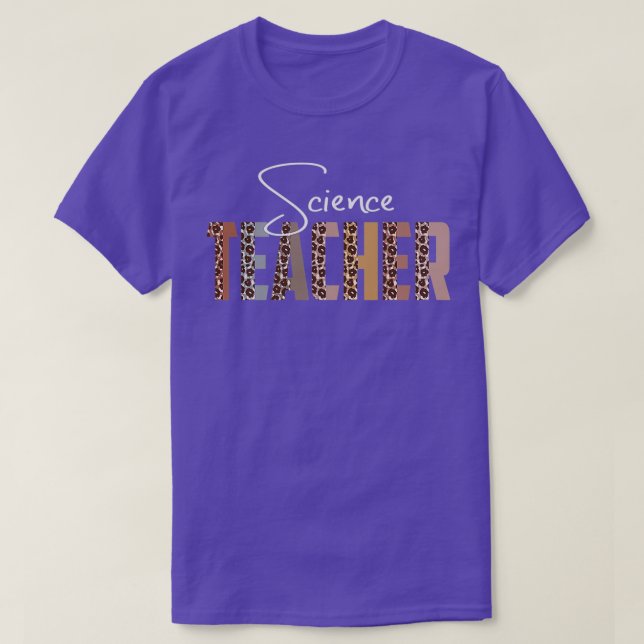 Leopard Science Teacher Funny Job Title School Arb T-Shirt (Design vorne)