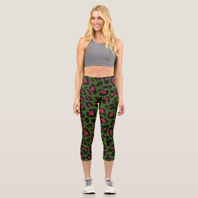 Leopard Seamless Muster Capri Leggings (Vorderseite)