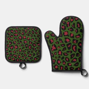 Leopard Seamless Muster Ofenhandschuh & Topflappen-Set