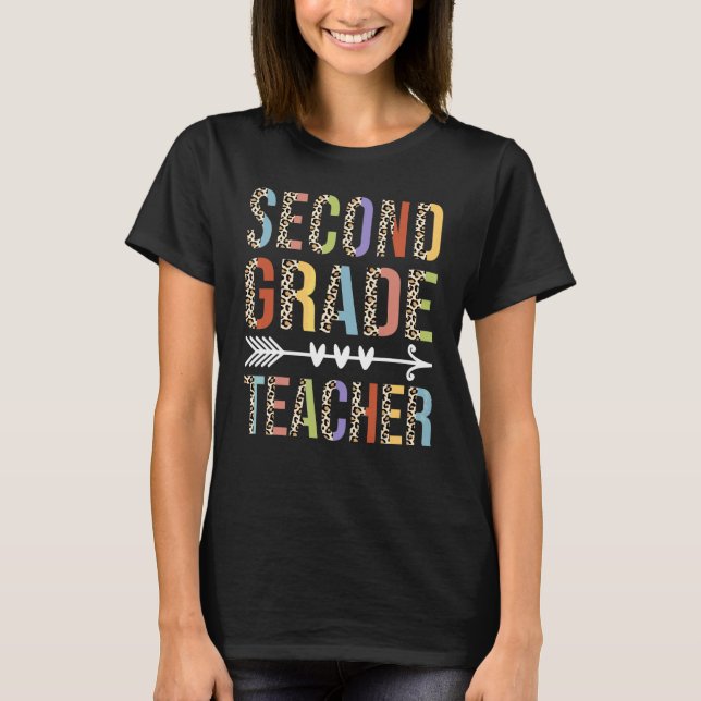 Leopard Second Grade Teacher Back To School Teach T-Shirt (Vorderseite)