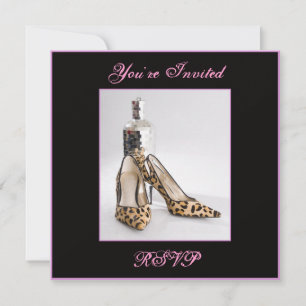 Leopard Shoe Einladung Quadratisch, Du bist eingel