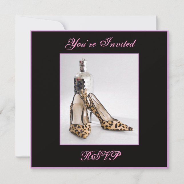 Leopard Shoe Invitation Square, Sie sind eingelade Einladung (Vorderseite)