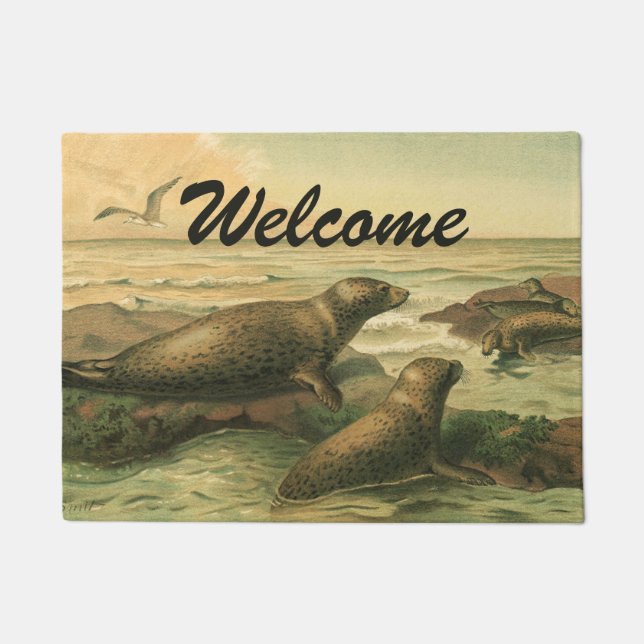 Leopard-Siegel, Vintage Wassertiere — Leben in der Fußmatte (Vorderseite)