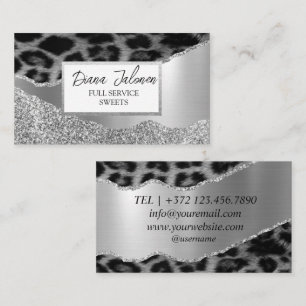 Leopard Silver Glitzer Women's DIY Beauty Visitenkarte