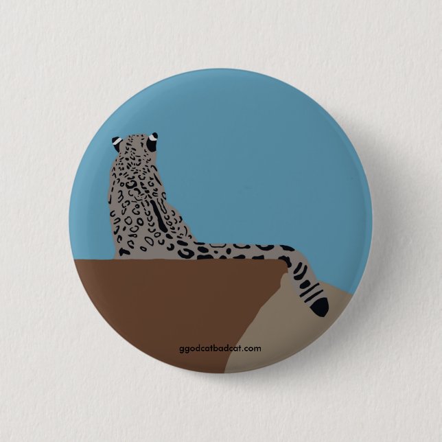 Leopard-sitzender Knopf Button (Vorderseite)