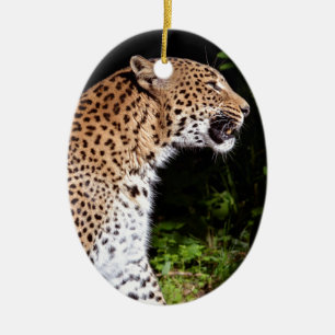 Leopard-Sitzung Keramik Ornament