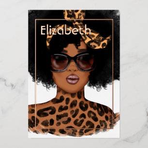 Leopard Skin Afro Geburtstagsparty Einladung