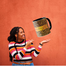 Leopard Skin Black Honey Gold Streifen Name Coffe