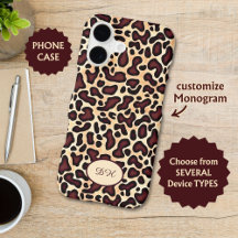 Leopard Skin Braun Creme Muster Monogrammiert -