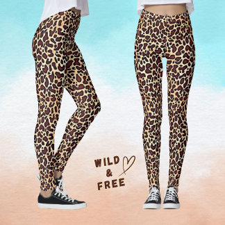 Leopard Skin Brown Cream Pattern - Leggings
