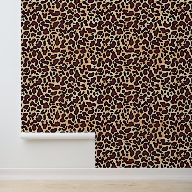 Leopard Skin Brown Cream Pattern - Tapete (Anwendung)