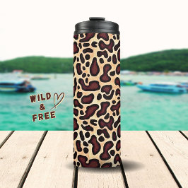 Leopard Skin Brown Cream Pattern - Thermosbecher