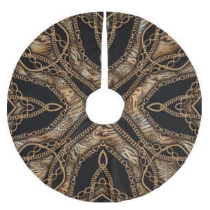 Leopard Skin & Chain Juwelen Polyester Weihnachtsbaumdecke