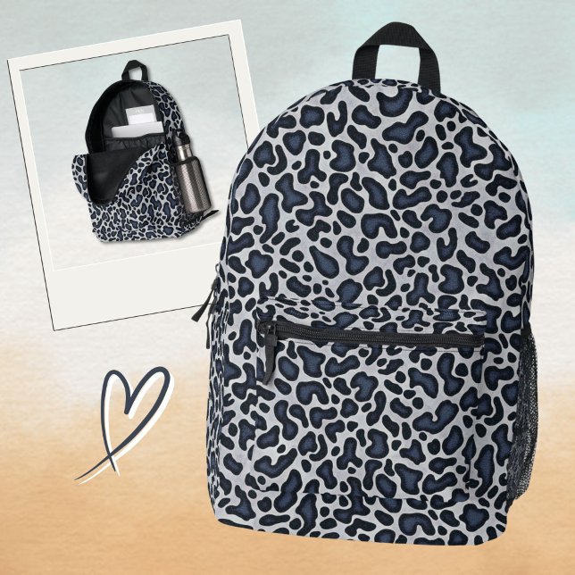 Leopard Skin Denim Grey Blue Pattern -  Bedruckter Rucksack (Von Creator hochgeladen)