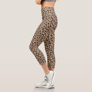 Leopard Skin Fur Muster Capri Leggings