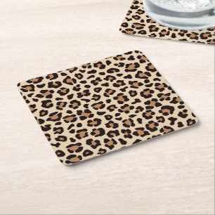 Leopard Skin Fur Muster Rechteckiger Pappuntersetzer