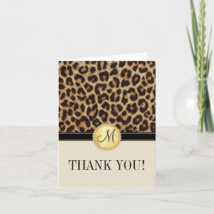 Leopard Skin Monogram Thank You Cards Dankeskarte