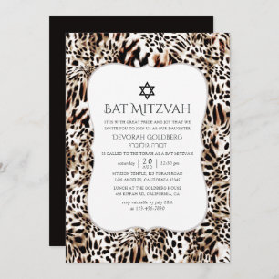 Leopard Skin Pattern Bat Mitzvah Einladung
