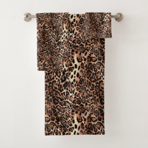 Leopard Skin Print Badhandtuch Set