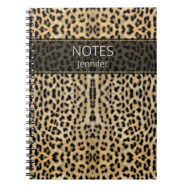 Leopard Skin Print Pattername Personalisiert Notizblock (Vorderseite)