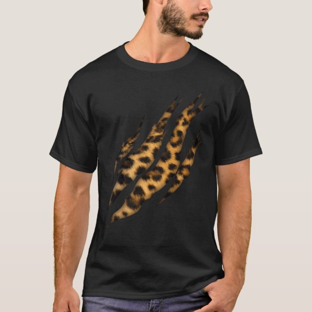Leopard Skin Print Torn Claw T-Shirt (Vorderseite)