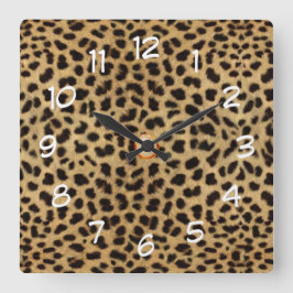 Leopard Skin Print Wild Clock Quadratische Wanduhr