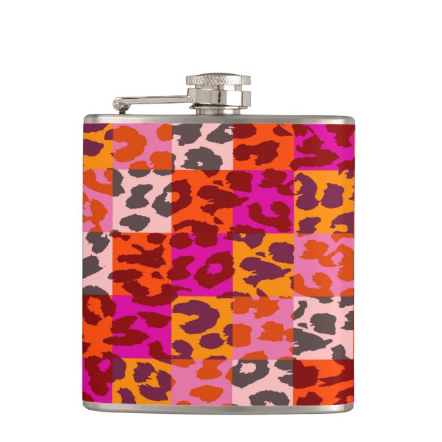 Leopard Skin Retro Muster 2 Flachmann (Vorderseite)