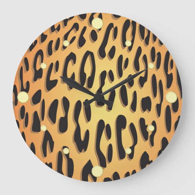 Leopard Skin Wall Clock Große Wanduhr (Vorderseite)