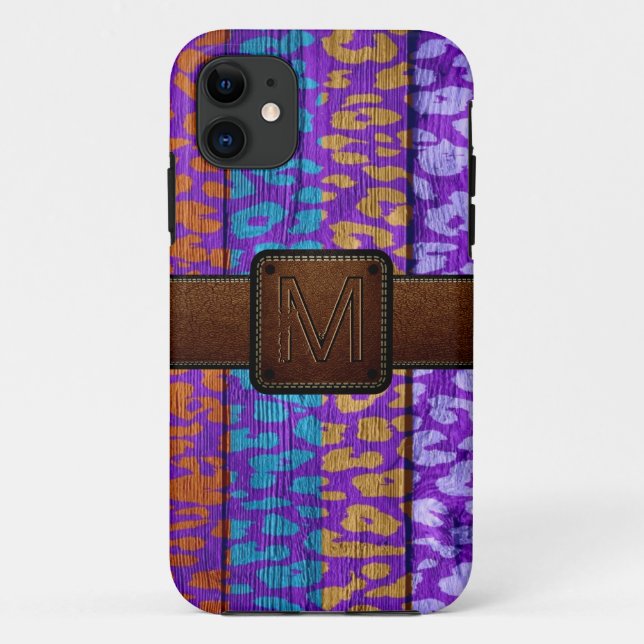 Leopard Skin Wood Brown Leather Look Case-Mate iPhone Hülle (Rückseite)