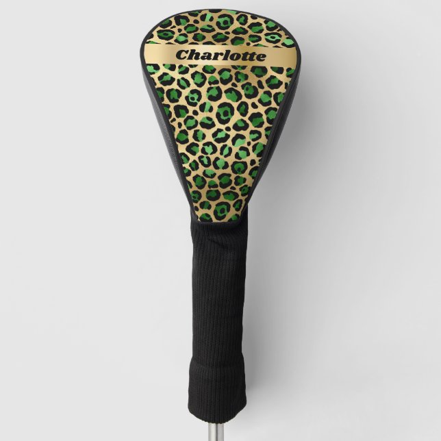 Leopard Smaragdgrüner Gepardenname Golf Headcover (Vorderseite)