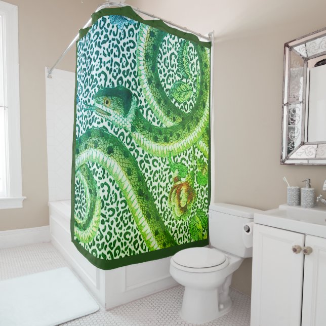 LEOPARD SNAKE IN GREEN DUSCHVORHANG (Beispiel)