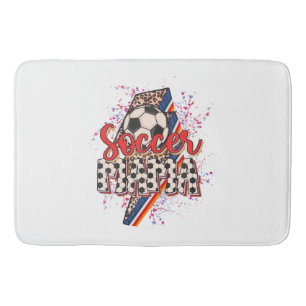 Leopard Soccer Mama Lightning Bolt Sport Mama Moth Badematte