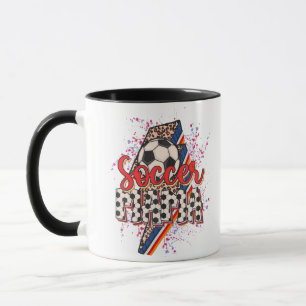 Leopard Soccer Mama Lightning Bolt Sport Mama Moth Tasse