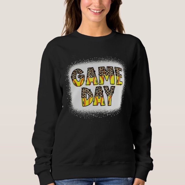 Leopard Softball Game Day Vibes Softball Mama Soft Sweatshirt (Vorderseite)