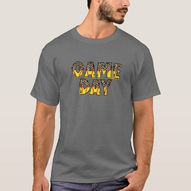 Leopard Softball Game Day Vibes T-Shirt Softball M (Vorderseite)